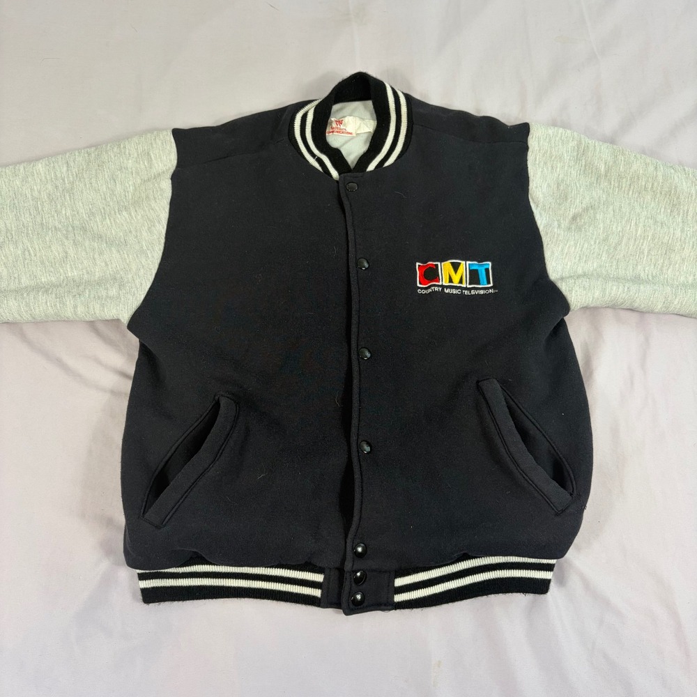 Vintage Country Music Television CMT Letterman Varsity Jacket Black‎ M 90's USA